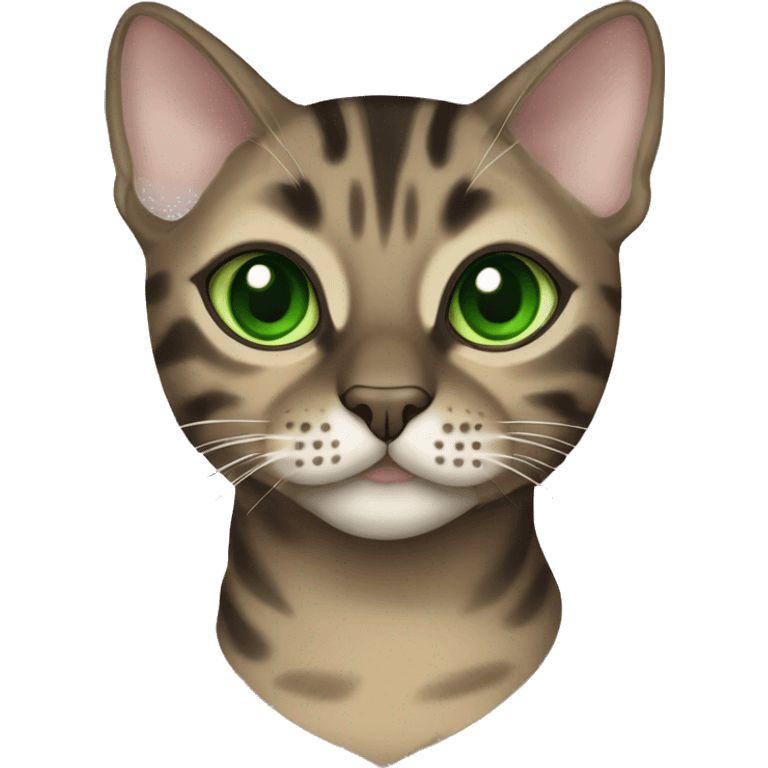 Sepia charcoal Bengal cat with Green eyes with Rosetten standing emoji