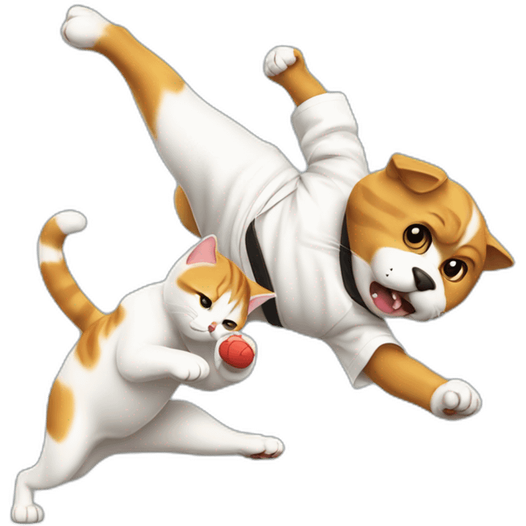 Cat karate kicking dog emoji