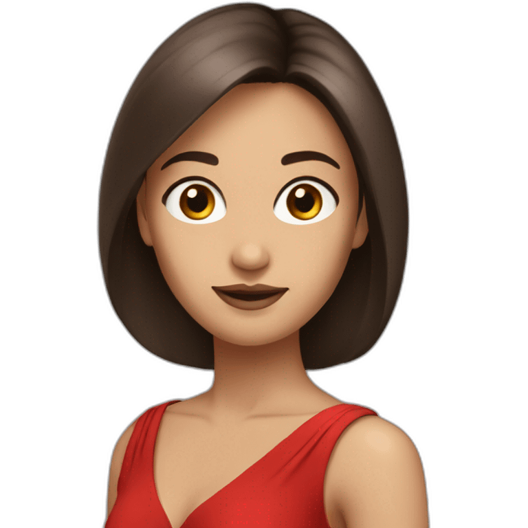 brunette with long straight hair with brown eyes in an evening red dress emoji