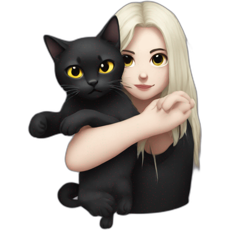 black cat with Emo girl emoji