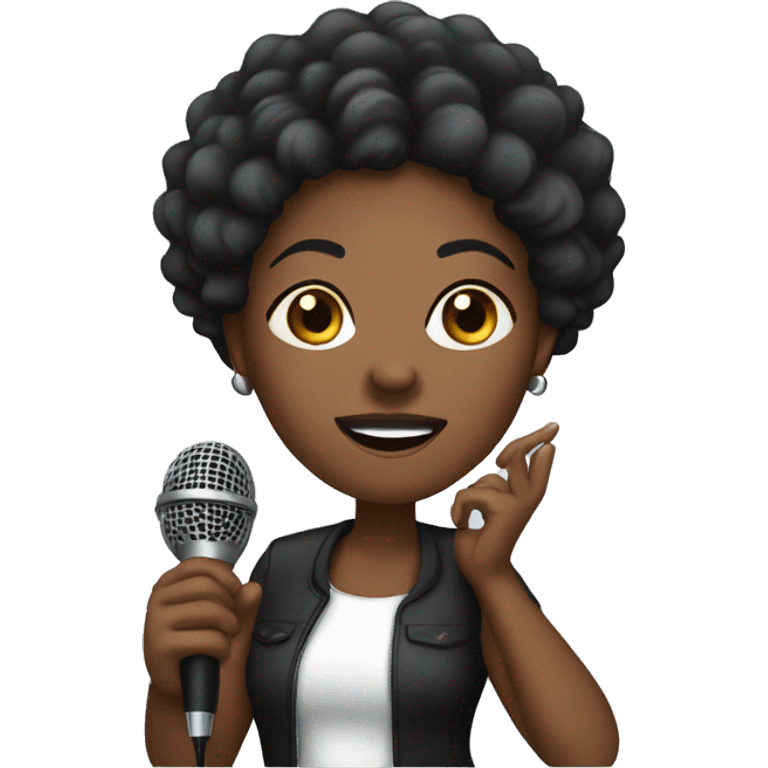 black woman with a mic emoji