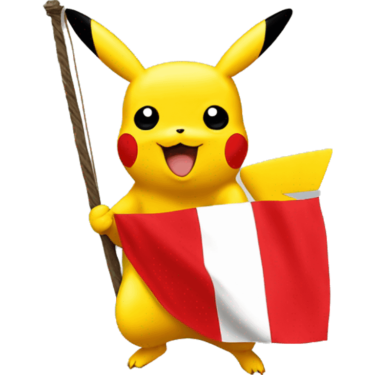 Pikachu con una bandera del pais Peru emoji