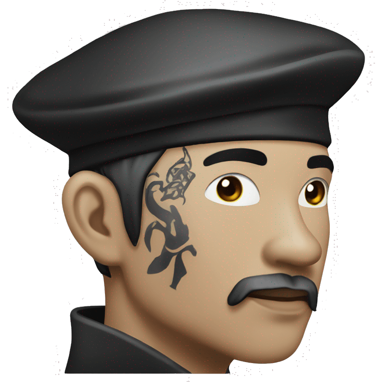 asian tattooed man in gothic style beret emoji