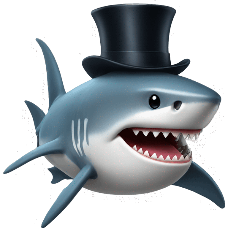 Shark with a top hat emoji