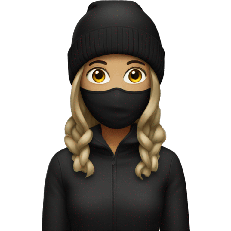 Girl wearing black ski mask emoji