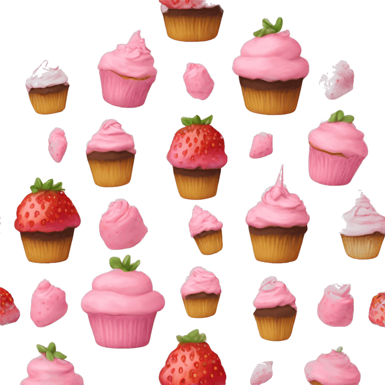 birthday pastel pink strawberry capcake  emoji