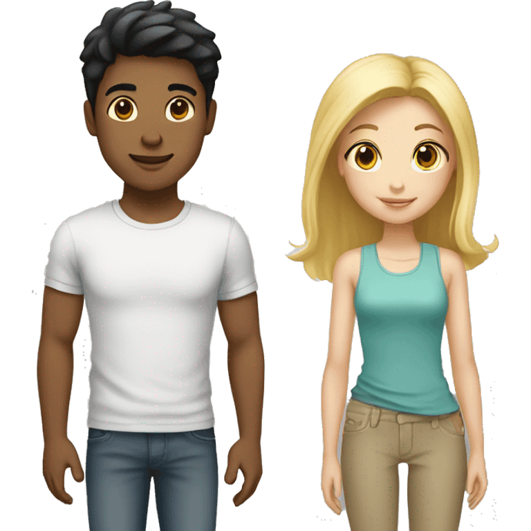 👫 but both girl and boy are tall, girl has black hair, boy is blonde emoji