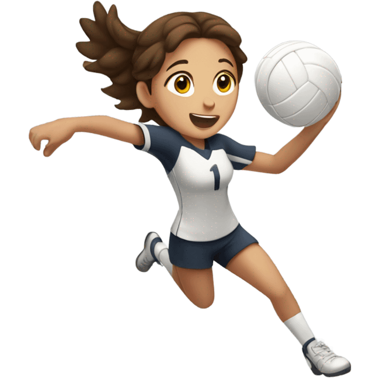 A girl with brown hair playing volleyball  emoji