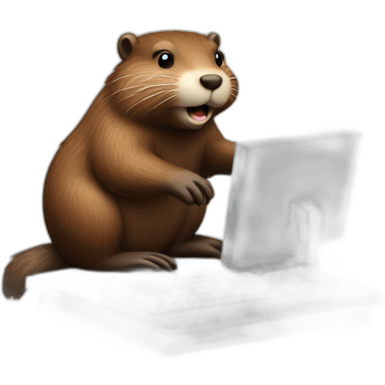 beaver using computer emoji