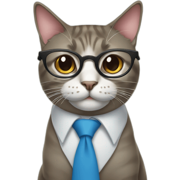 Cat with glasses and tie emoji