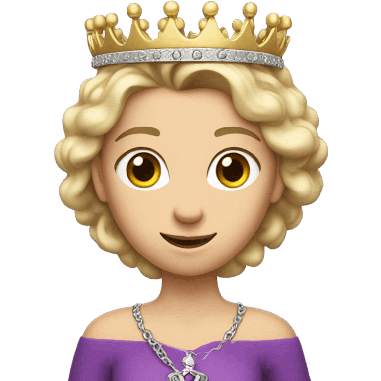 Caucasian Heidi wearing purple holding a key and wearing a crown emoji