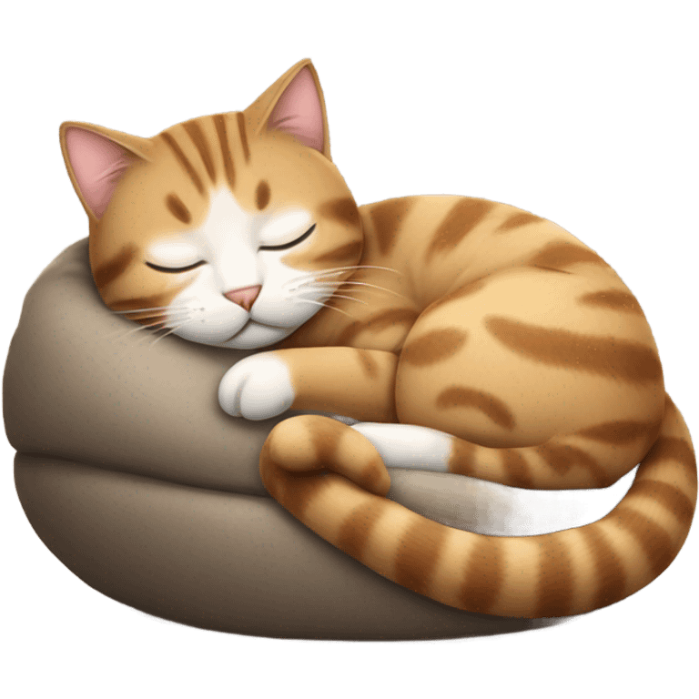 Sleeping tabby cat curled up emoji