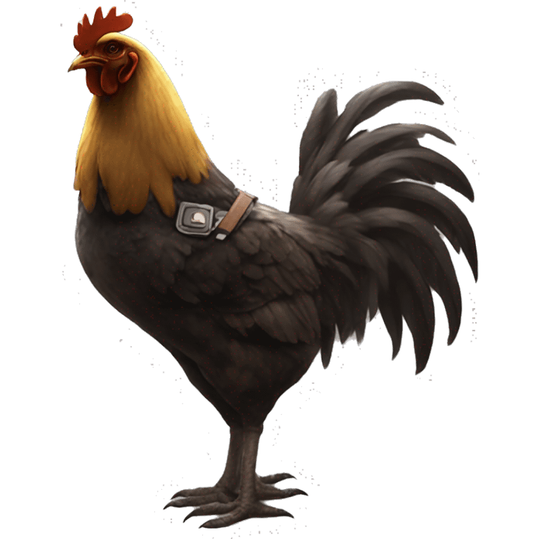 Leon Kennedy but a chicken emoji