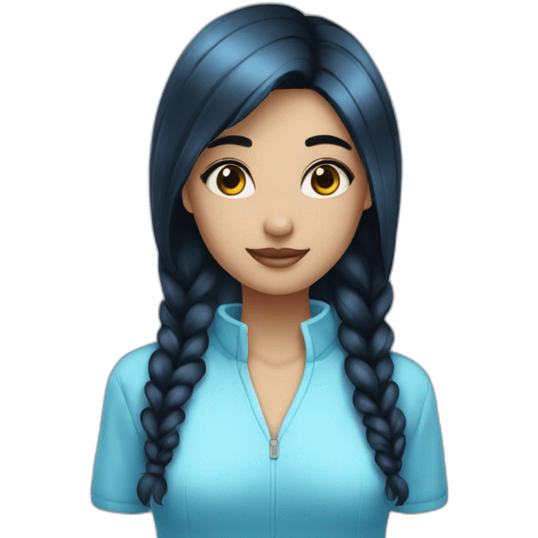 Girl with black hair and blue ice emoji