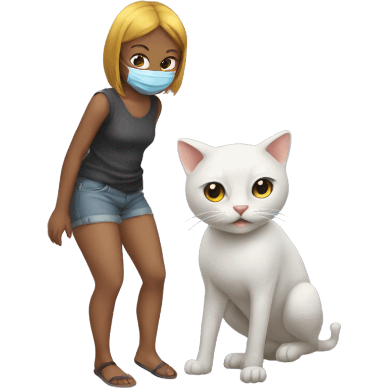 Girl with cat mask on all fours emoji