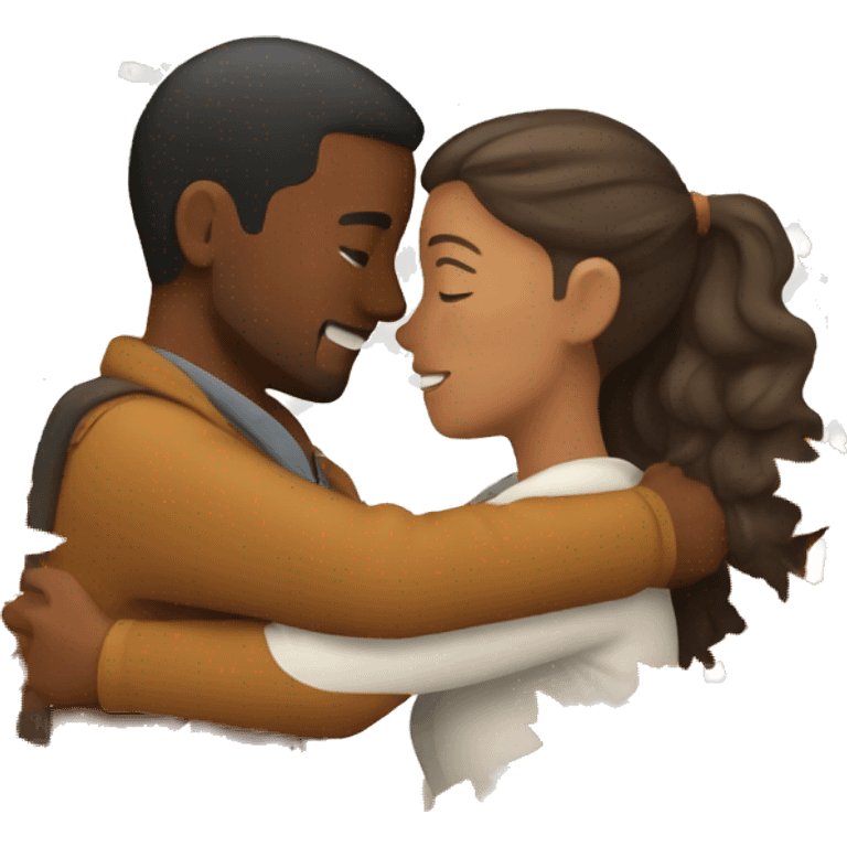 couple hugging in autumn leaves emoji