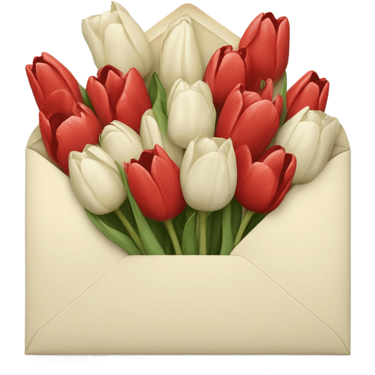 Light beige Envelope with 4 red tulips and 4 white tulips in. Just put more tulips in and make envelope colour lighter emoji