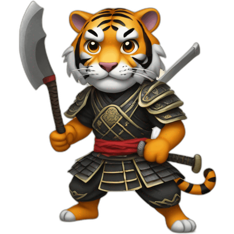 Tiger samurai holding axe emoji