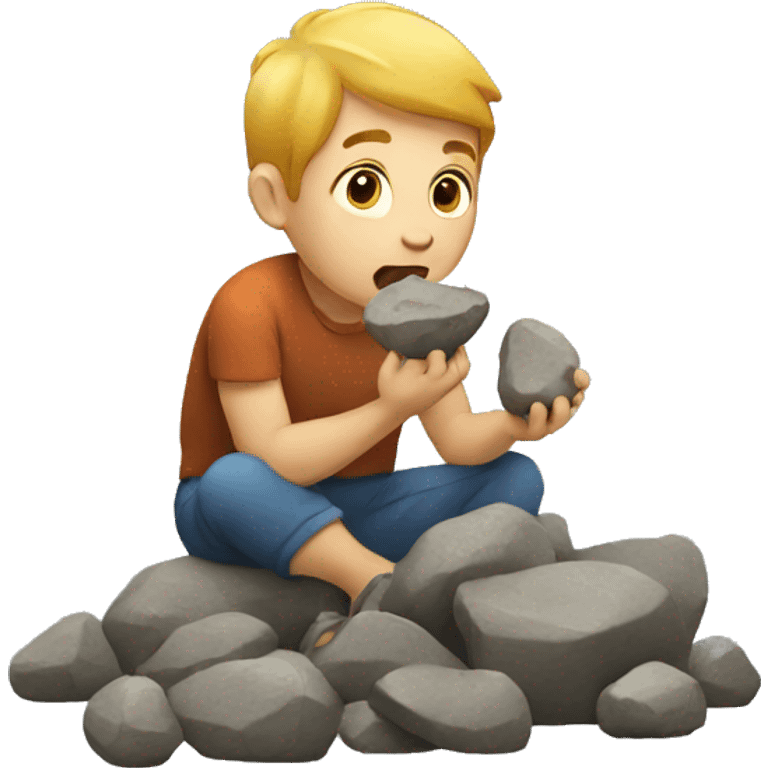 Small man eating rocks emoji