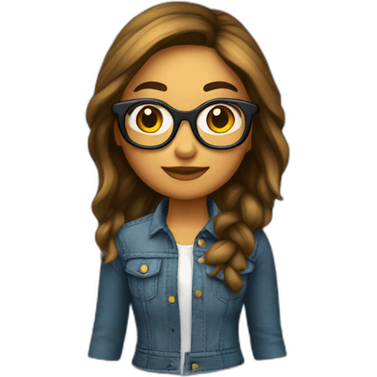 Chica con lentes y cabello largo emoji