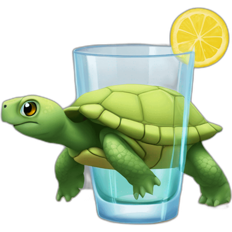 Tortue sur shoto qui boit un verre emoji