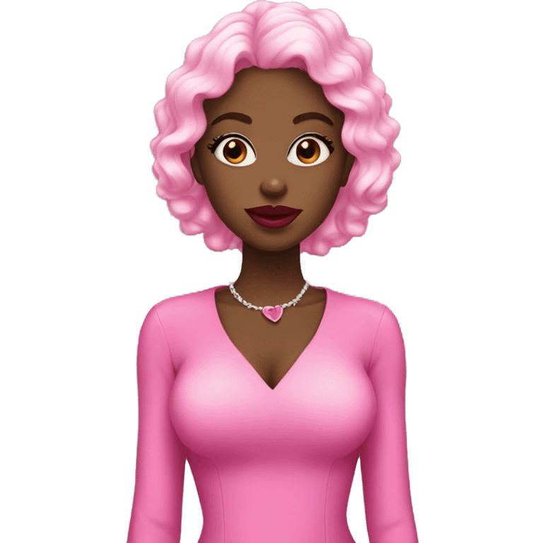 Black lady Pink emoji with pink lips and long nails  emoji