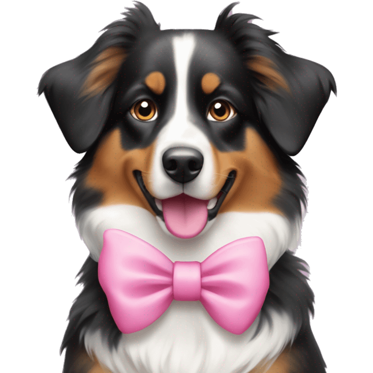 Australian Shepard dog with pink bow collar  emoji