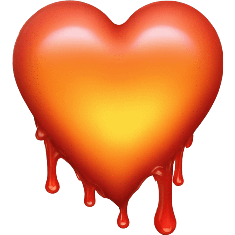 dripping bleeding red heart glowing red orange warmth emoji