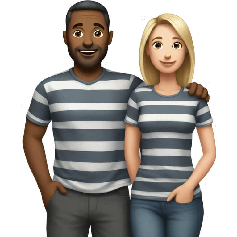 Hubby and wife in striped shirts emoji