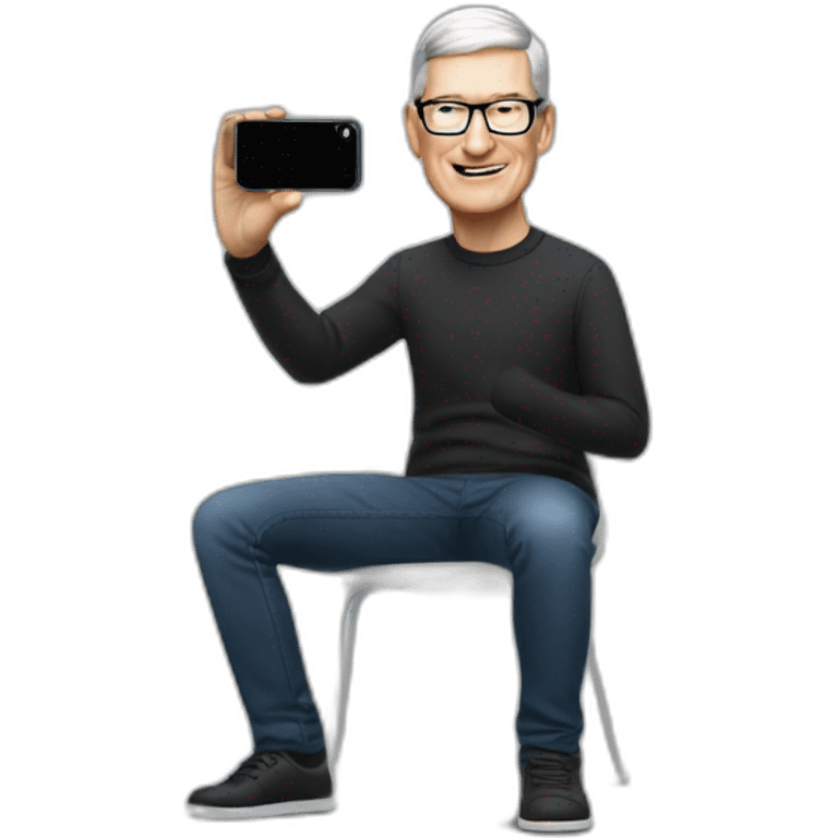 Tim cook taking photo with iPhone emoji