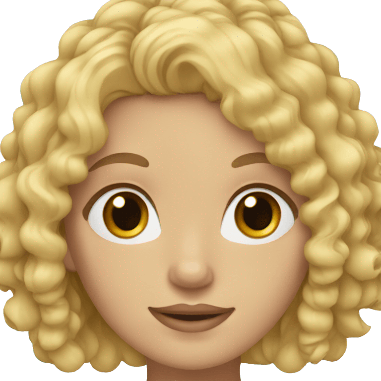 Woman with curly blonde hair and blue eyes emoji