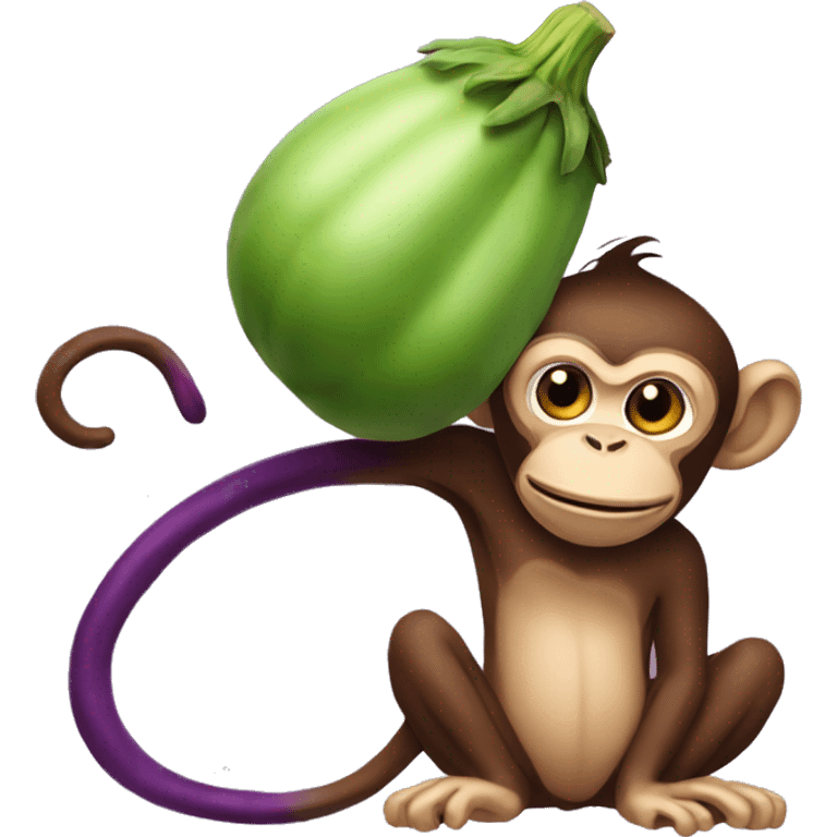 Monkey with a big eggplant emoji