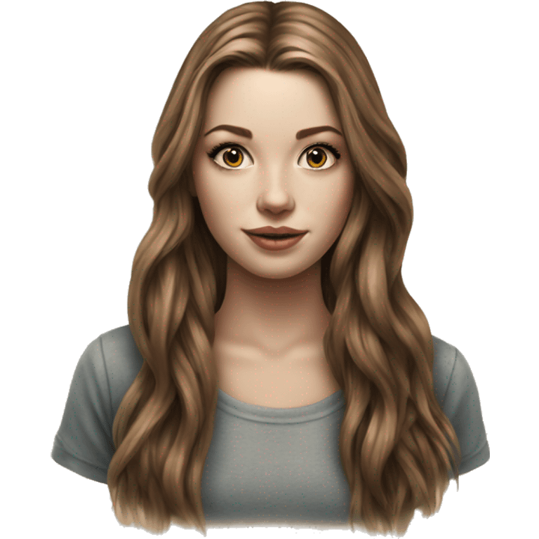 Hyperrealistic beautiful white girl tattoo with long brown hair  emoji