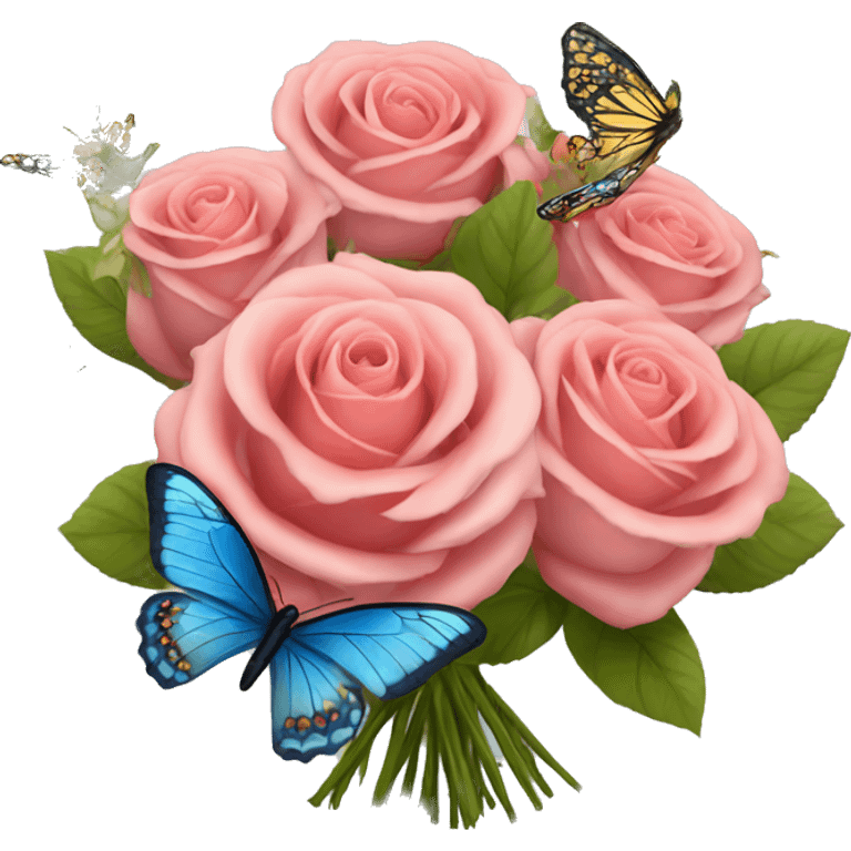 Roses bouquet with butterflies emoji