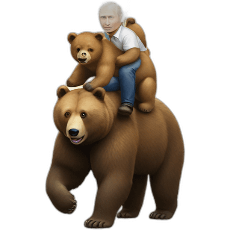 Vladimir putin with rainbow flag riding on a bear emoji