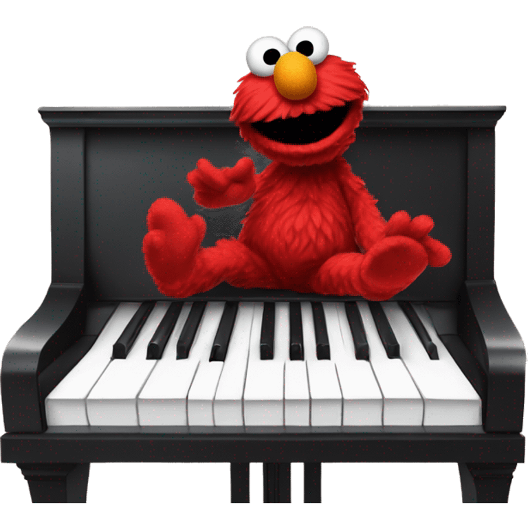 Elmo sitting on a oversized human foot while playing the piano with hisfeet  emoji