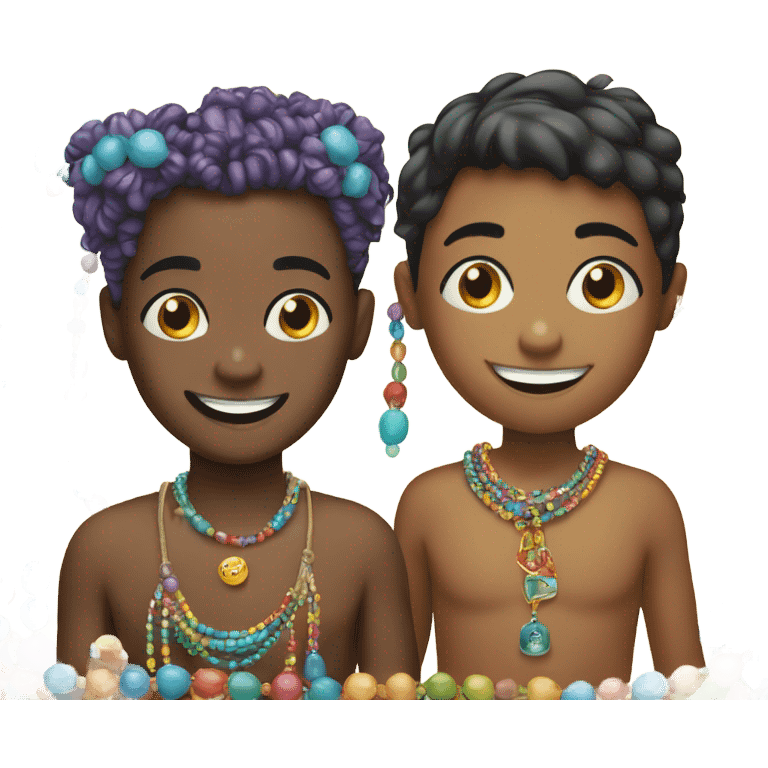 smiling boy and girlwith jewelry emoji