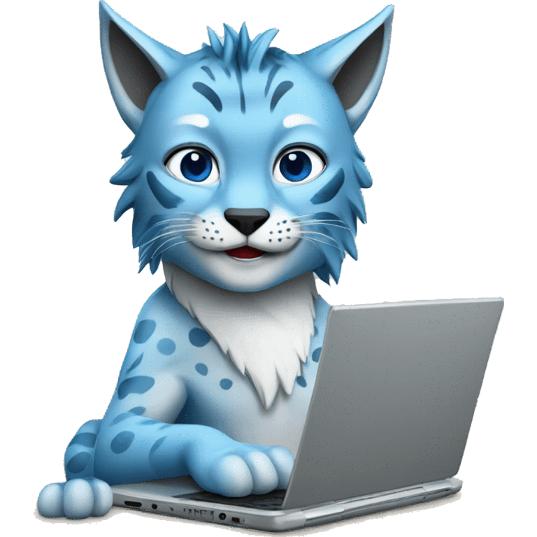 A blue lynx with a laptop emoji