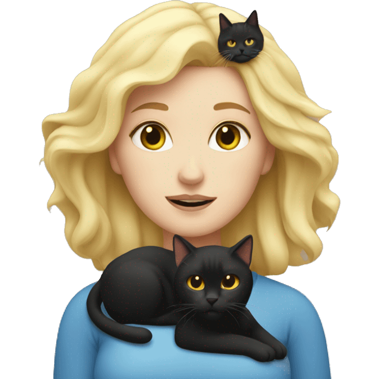 fat blonde girl with black cat emoji