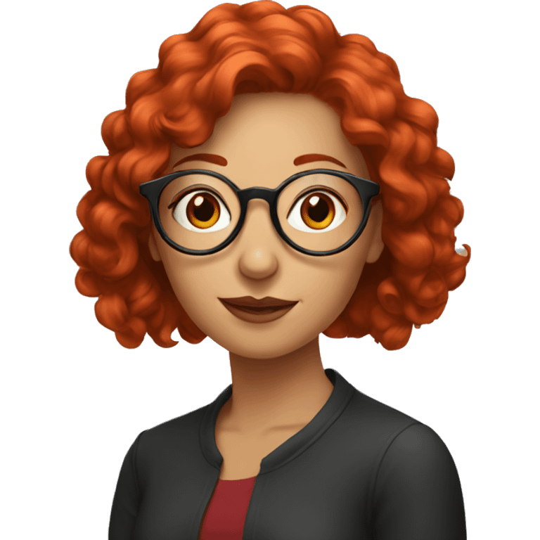 smart woman in round artsy glasses with medium red hair emoji