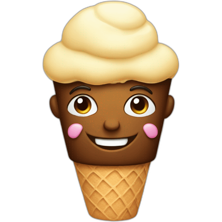 stupid face and an ice cream cone on his forehead emoji