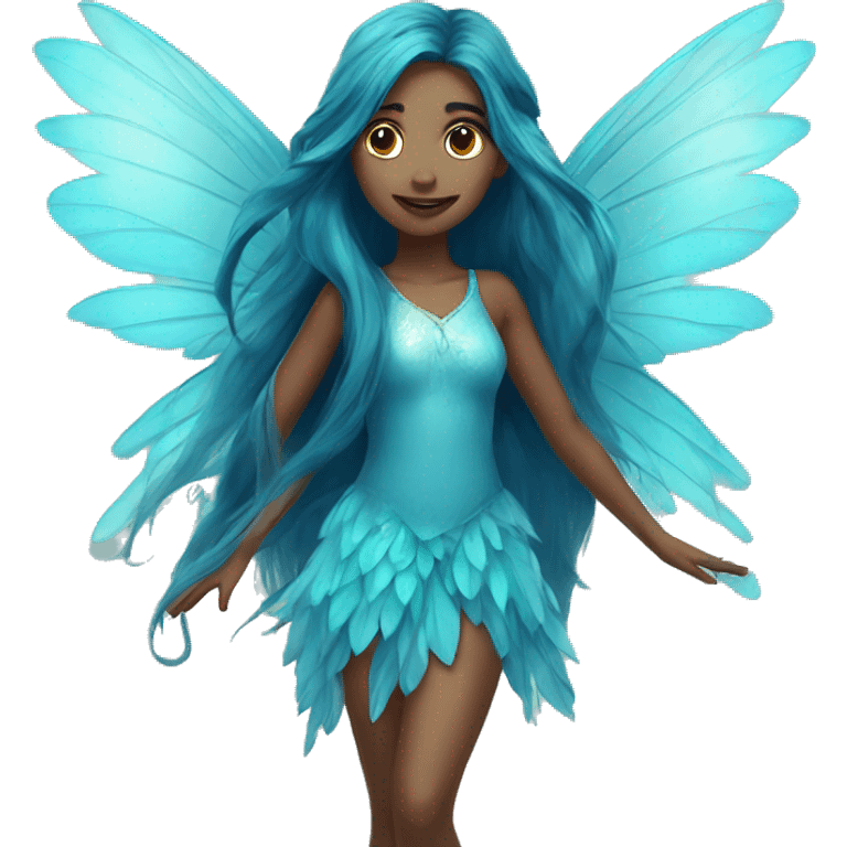 Beautiful, fairy, blue, turqoise, long hair, big wings emoji