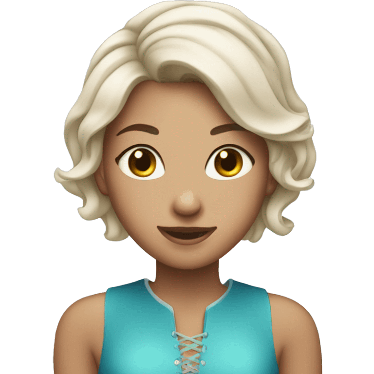 Girl with short volume hairs and in ice skating costume  emoji