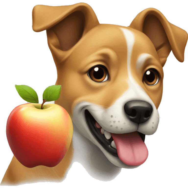 Dog with an apple in its mouth emoji