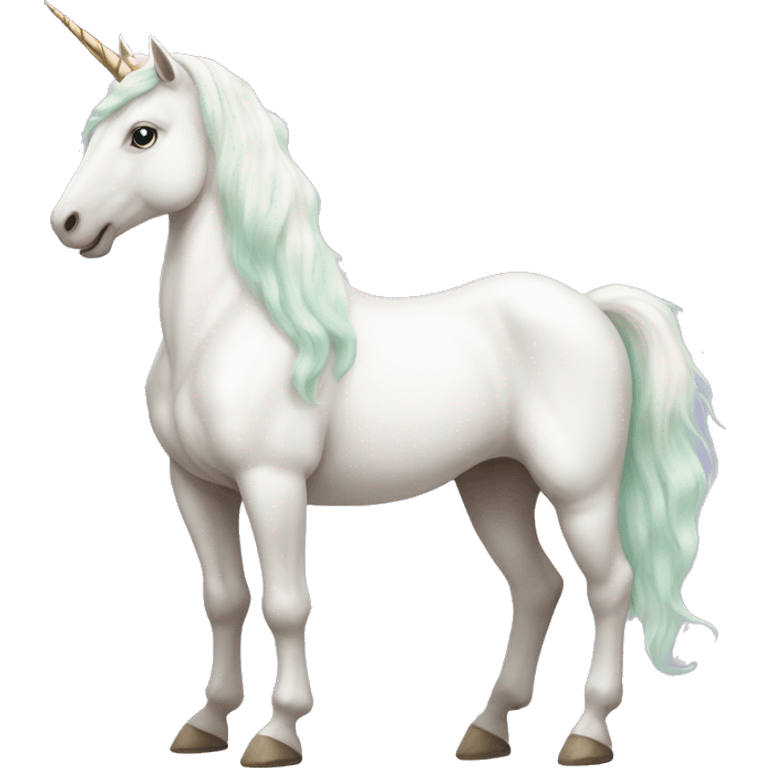 Fullbody White unicorn with pastel color mane  emoji