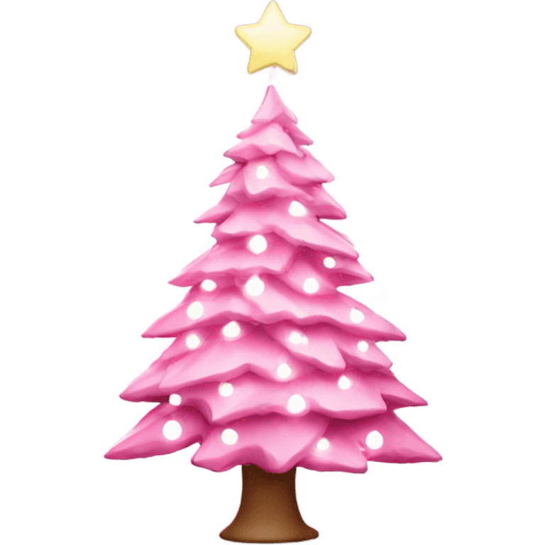 Pink Christmas tree with white lights  emoji