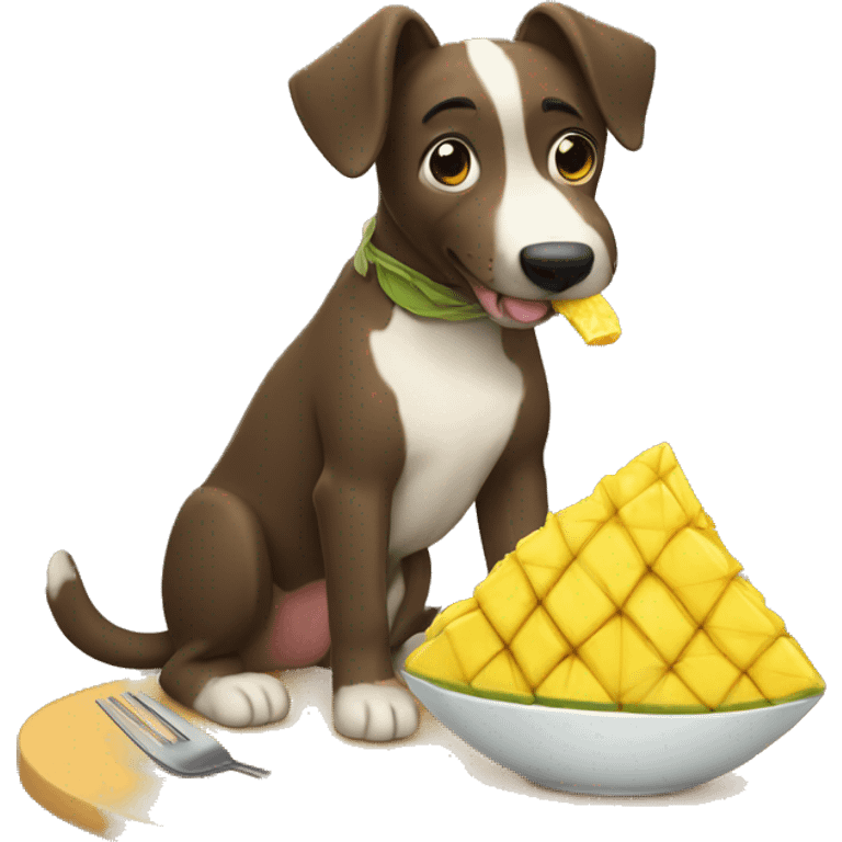 Perro comiendo piña emoji