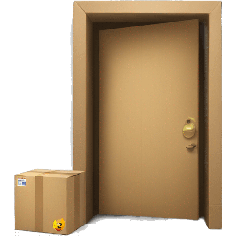 door with cardboard box in front of it emoji