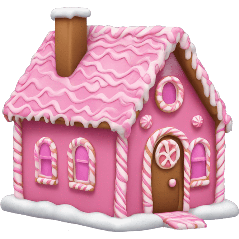 A pink gingerbread house emoji