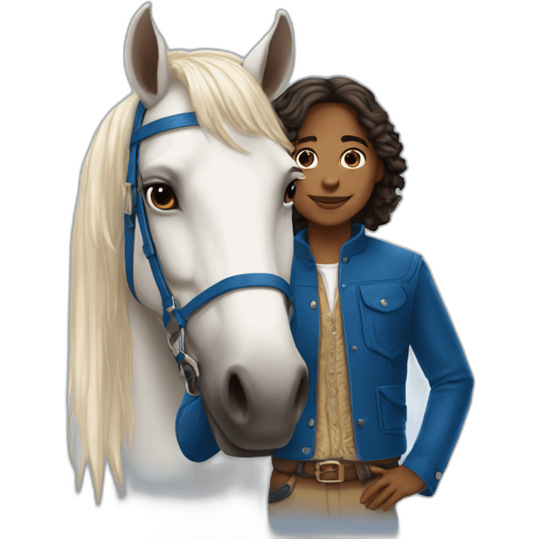 Le jeune Nicola à des grands chevaux bleu +🤩 emoji